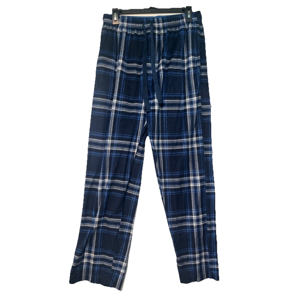 Men's Soft, Touch, Fleece Sleep, Pant Members Mark Sz Med Blue/white Plaid